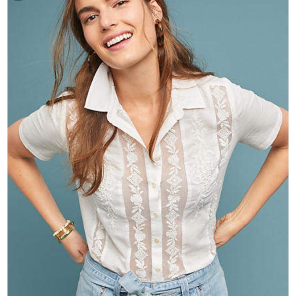 NWT! Ivory lace blouse. Anthropologie Justine